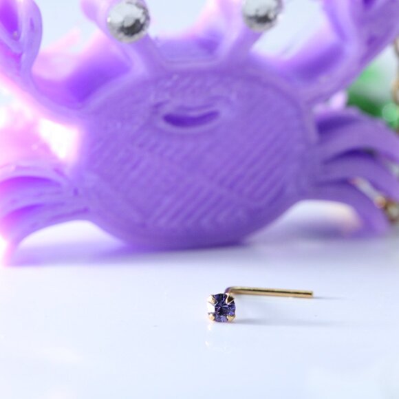 9kt Gold Amethyst nose piercing & Ocean theme Key Chain mark 9k New - Picture 1 of 3